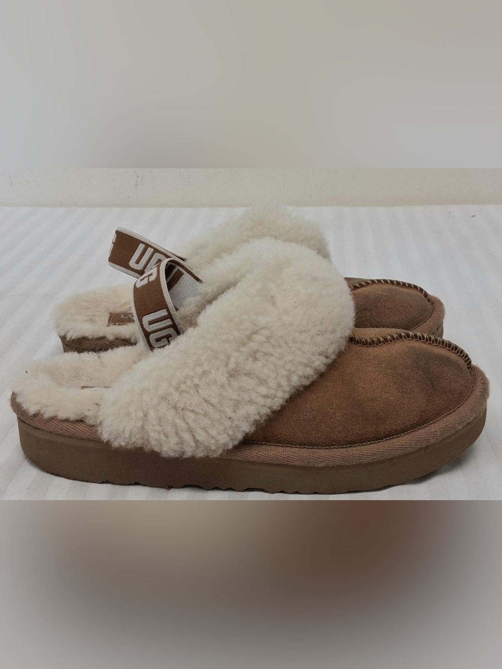 UGG Women's Chestnut Suede Shearling-Lined Mule with Cream Fur